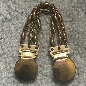 Vintage mid century gold tone brass sweater guard with Tri strand chain link